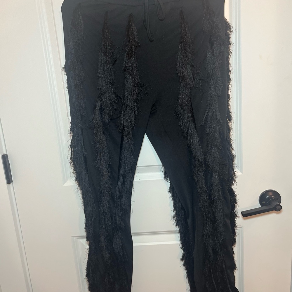 Black Fringe Pants
